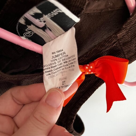 Thanksgiving Turkey Dress Baby Girl Dress ?Vintage Size 2T Bows Brown & Orange - Picture 6 of 8